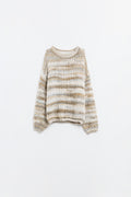 Q2 Chunky-knit sweater with marled design in beige