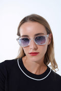 UNIKCOSA Clear Square Sunglasses with Blue Gradient Lenses