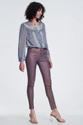 UNIKCOSA coated pants in pink