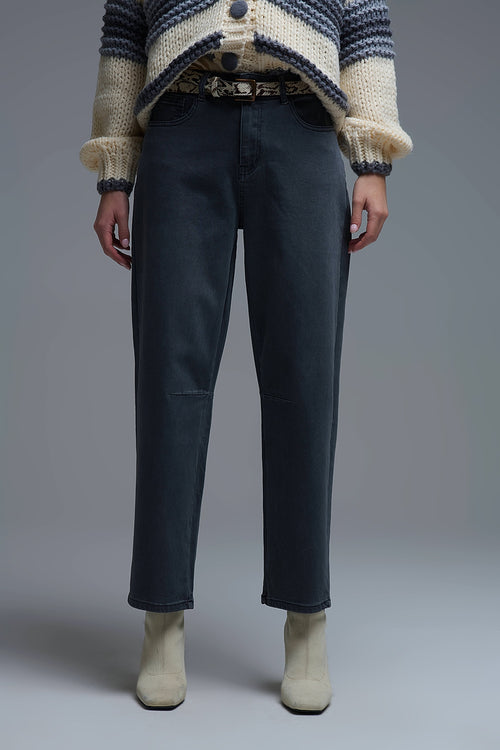 Q2 Comfortable stretch jeans with barrel leg in grey