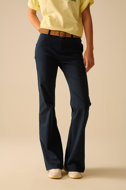 Q2 Comfy Stretcy Denim Navy Flared Jeans