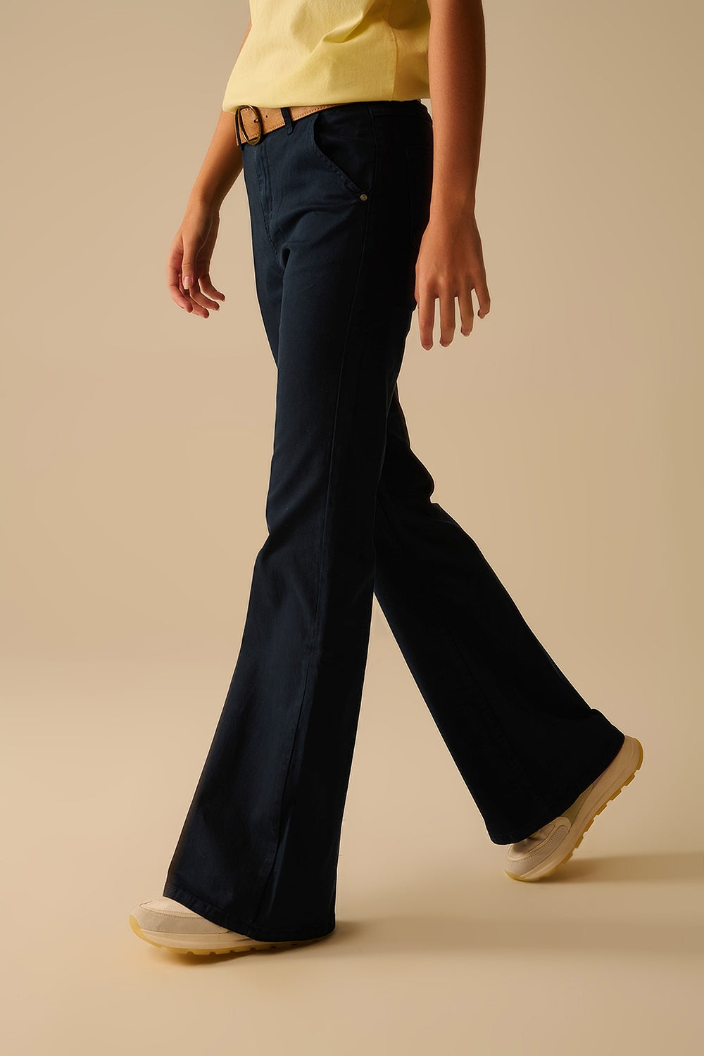 Comfy Stretcy Denim Navy Flared Jeans
