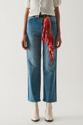 Q2 Cotton blend high waist wide leg jeans