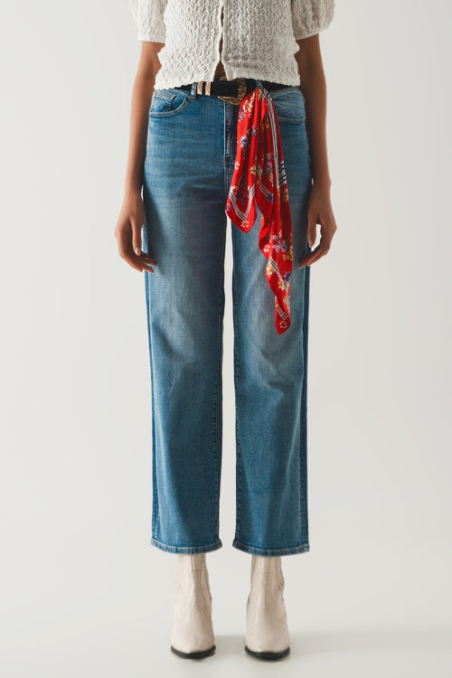 Q2 Cotton blend high waist wide leg jeans