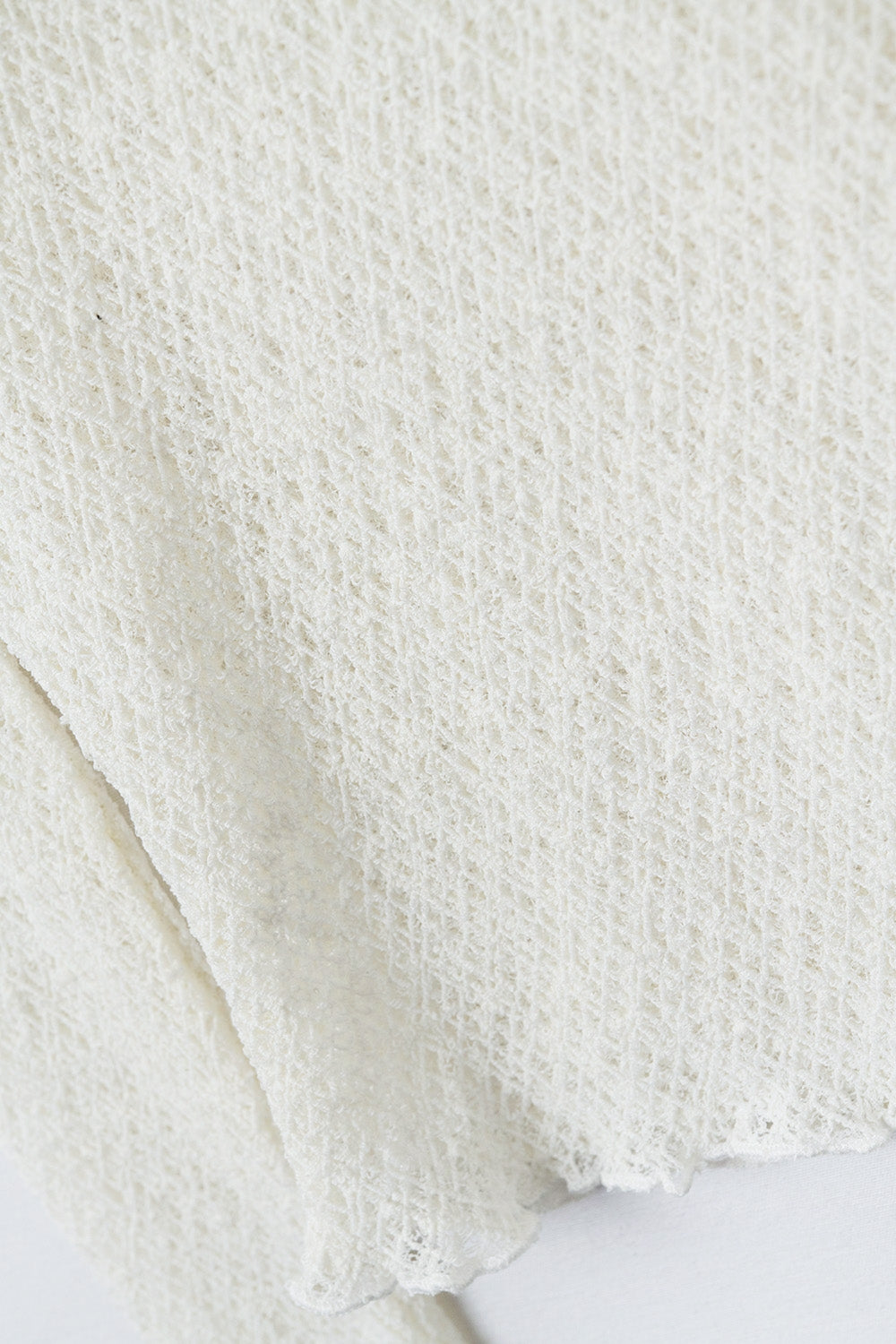 cream flared long sleeve t-shirt in lace fabric