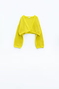 Q2 Crochet basic cropped cardigan in yellow