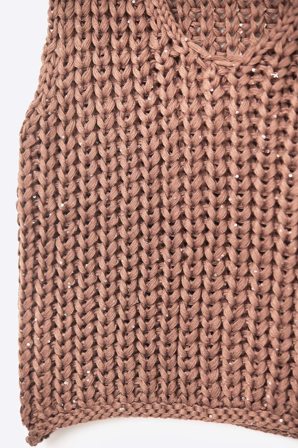Crochet Cropped Vest in brown With sequins Thread