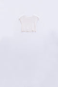 Q2 Cropped Knitted Short Sleeves T-shirt in White