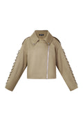 Woven Polyester Fiber Women's Jacket Street Style Tie-up