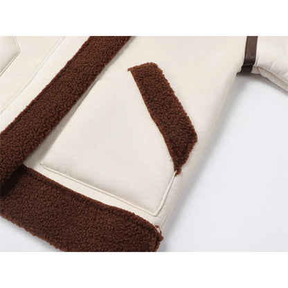 UNIKCOSA RetroMuse Lamb Hair Coat Fur Jacket Spliced 💫