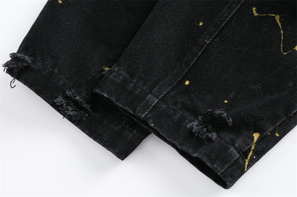 UNIKCOSA NoirFit Denim Jacket With Polo Collar Lettering 💫