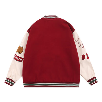 UNIKCOSA UrbanSoul Embroidered Street Jacket Red Autumn 💫