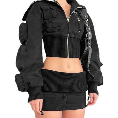 UNIKCOSA LuxeEase Two-Piece Set Crop Top Miniskirt 💫