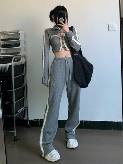 UNIKCOSA Velora High-Waist Wide-Leg Cotton Pants Grey 🌆