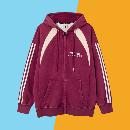 UNIKCOSA UrbanSoul Striped Patchwork Hoodie Pullover 💫