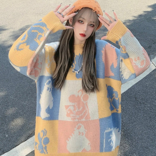 UNIKCOSA NoirFit Check Contrast Jacquard Sweater 💫