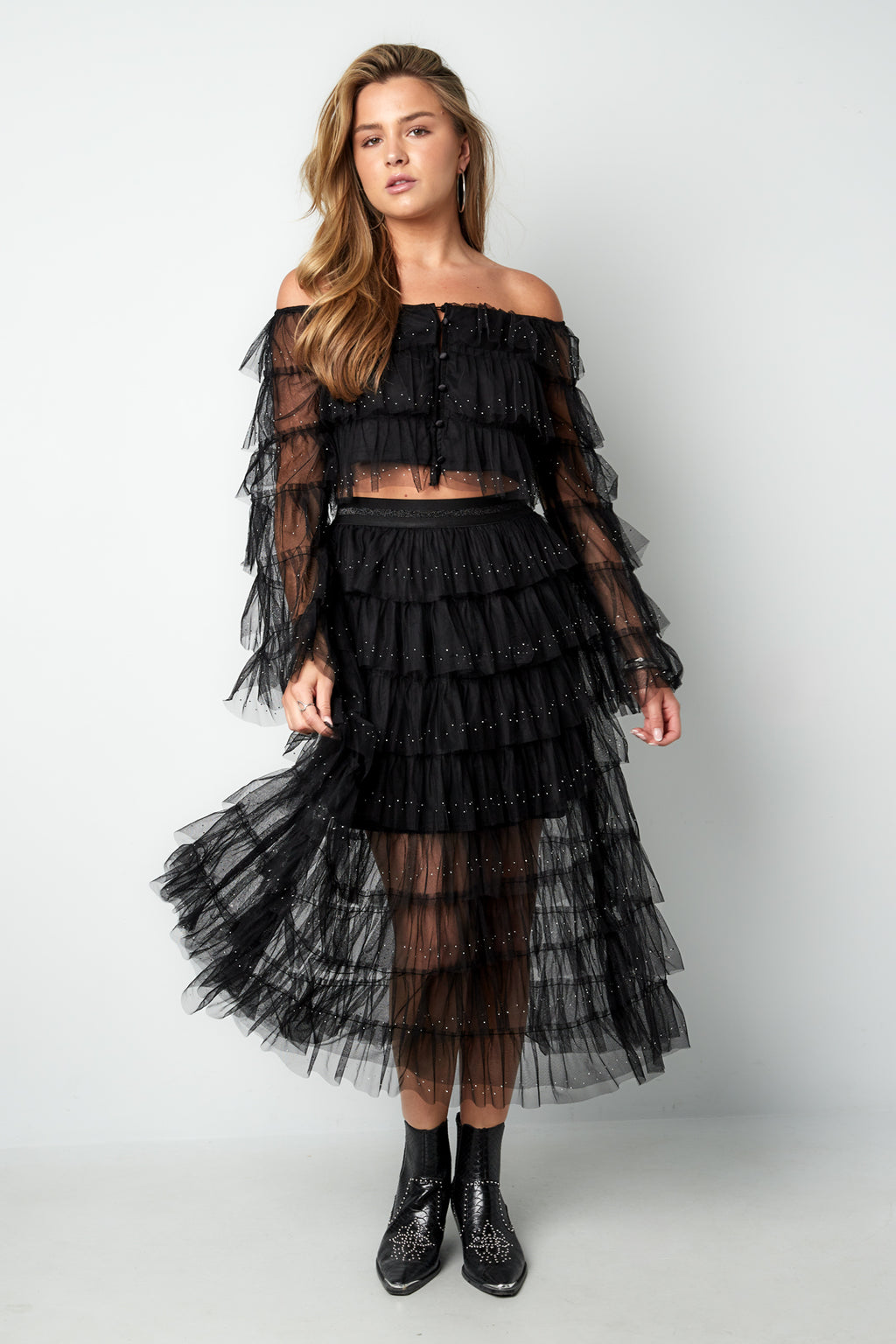 Polyester Women's Tiered Skirt Casual
