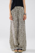 Q2 Elasticated Waist Straight Leg Pants In Leopard Print