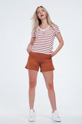 UNIKCOSA Embellished high waist short in orange and gold