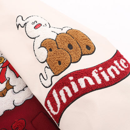 UNIKCOSA UrbanSoul Embroidered Street Jacket Red Autumn 💫