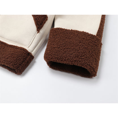 UNIKCOSA RetroMuse Lamb Hair Coat Fur Jacket Spliced 💫