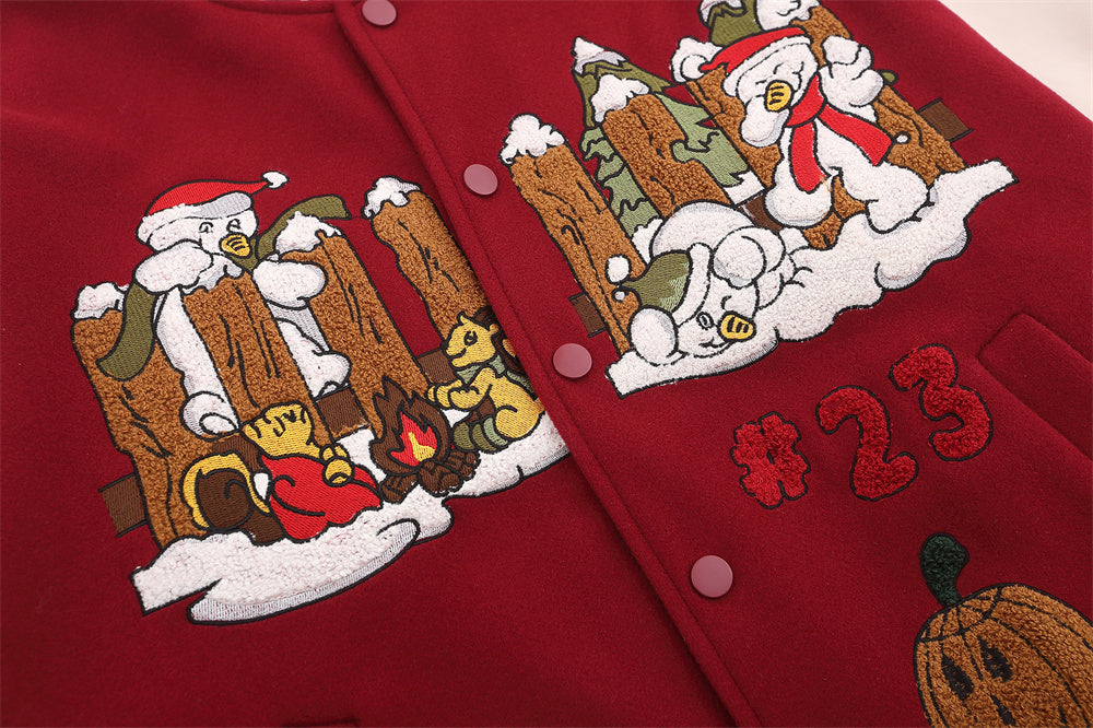 UNIKCOSA UrbanSoul Embroidered Street Jacket Red Autumn 💫