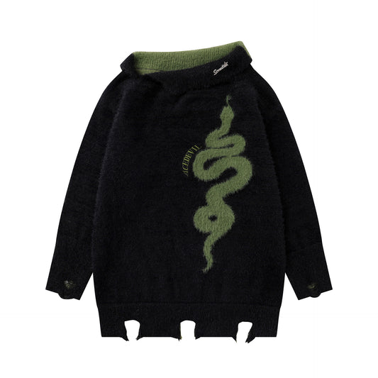 UNIKCOSA UrbanSoul Diagonal Collar Knitwear Pullover 💫