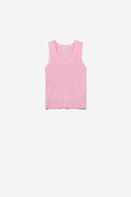Q2 fine Knit Tank Top in pink with Scoop neck