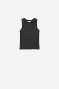 Q2 fine Knit Tank Top with Scoop in black