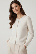 fine knit white cardigan with rhinestone detail