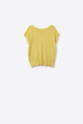 Q2 fine Rib knitted Sweater with boat neck in yellow color