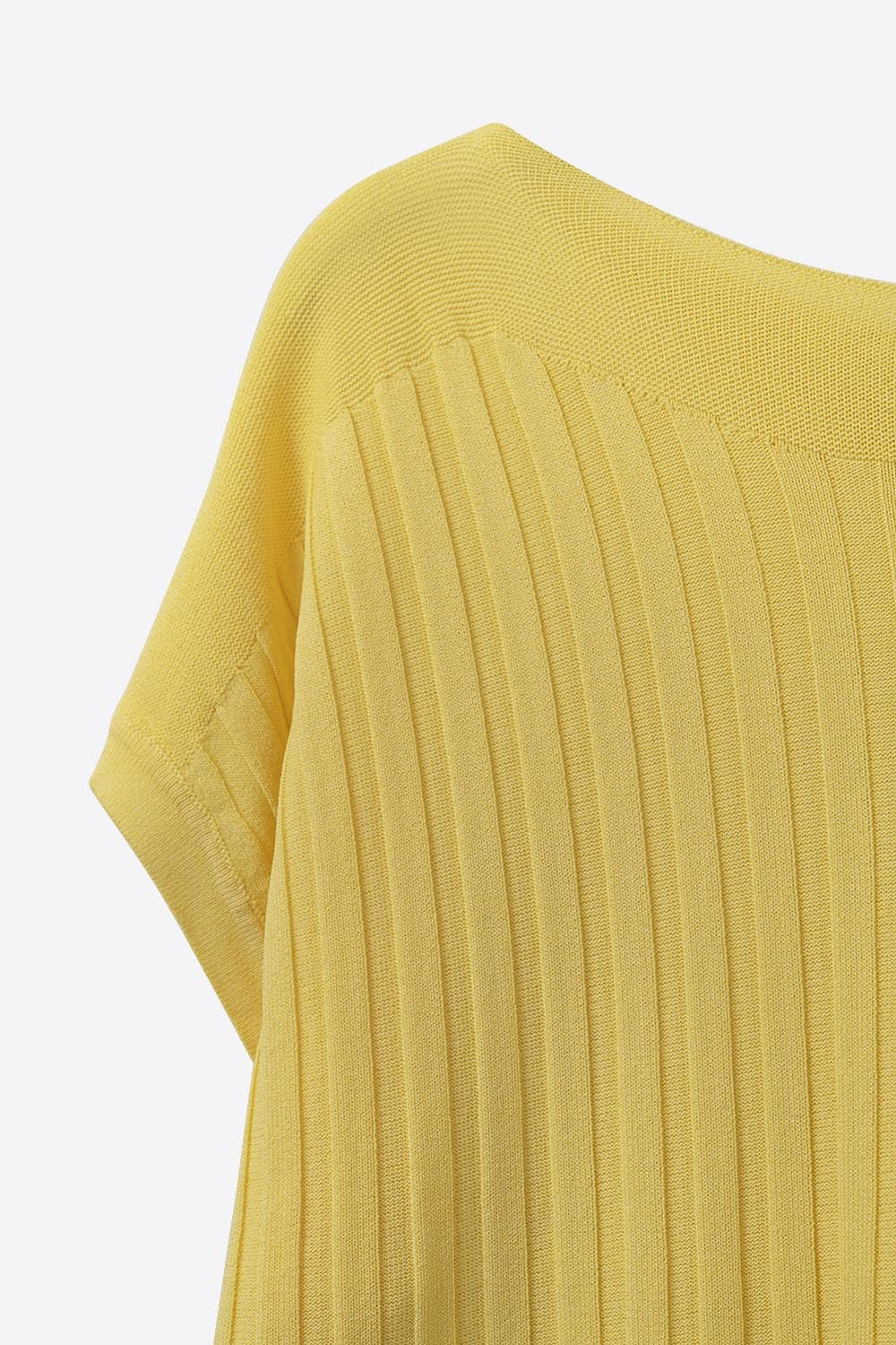 fine Rib knitted Sweater with boat neck in yellow color