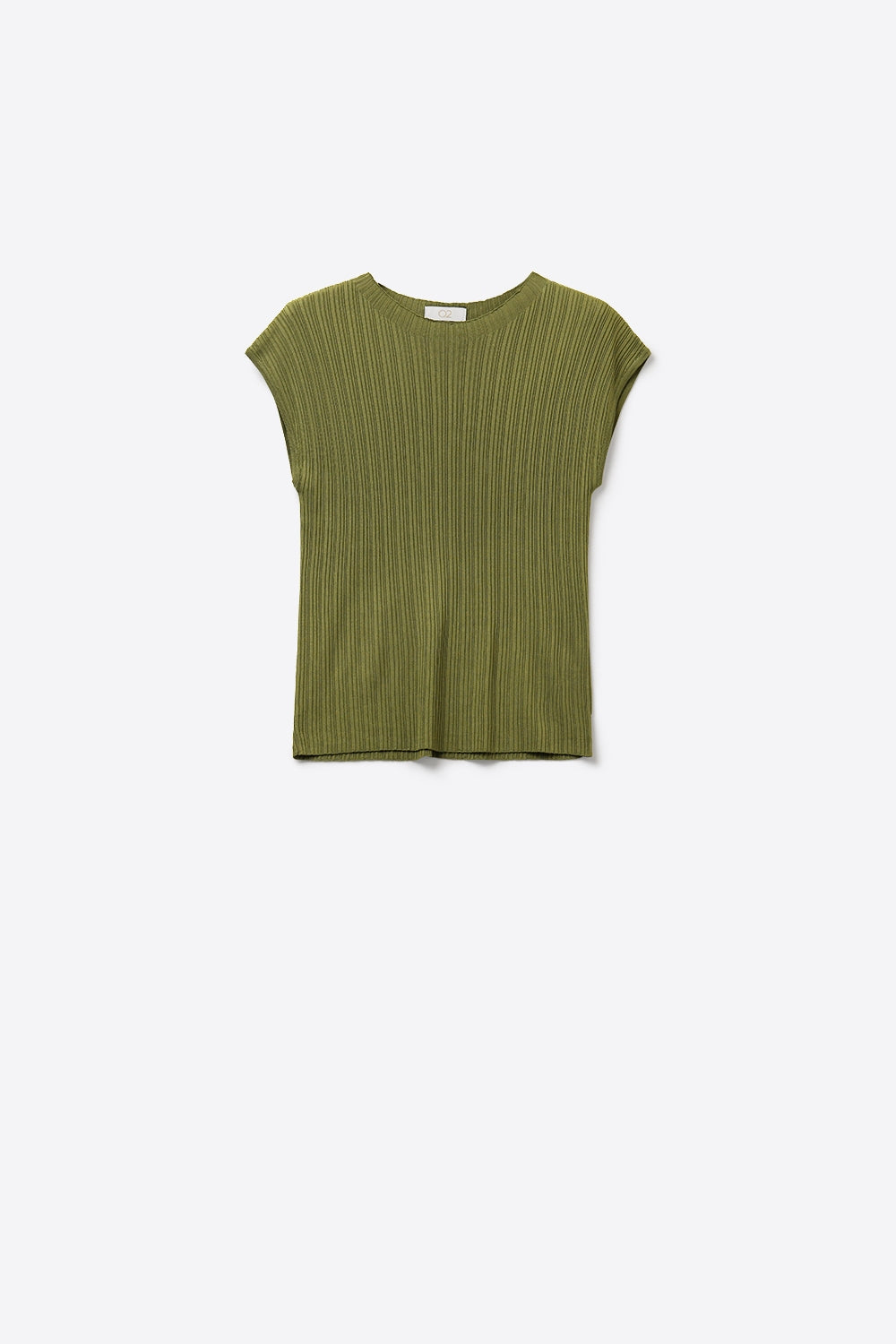 Q2 fine Ribbed knit Sleeveless Top in olive green