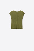 Q2 fine Ribbed knit Sleeveless Top in olive green