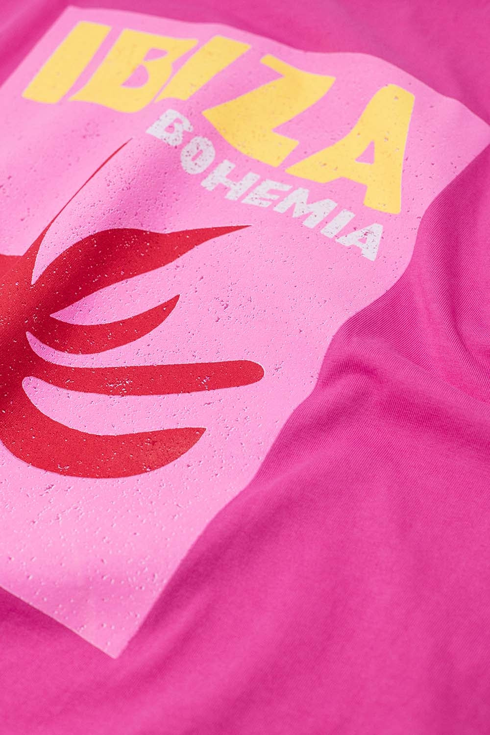 Fuchsia Ibiza Bohemia Relaxed T-Shirt With Pink Print