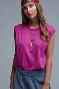 Q2 Fuchsia Sleeveless cotton T-shirt
