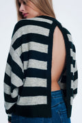 Q2 Green knitted sweater with grey stripes