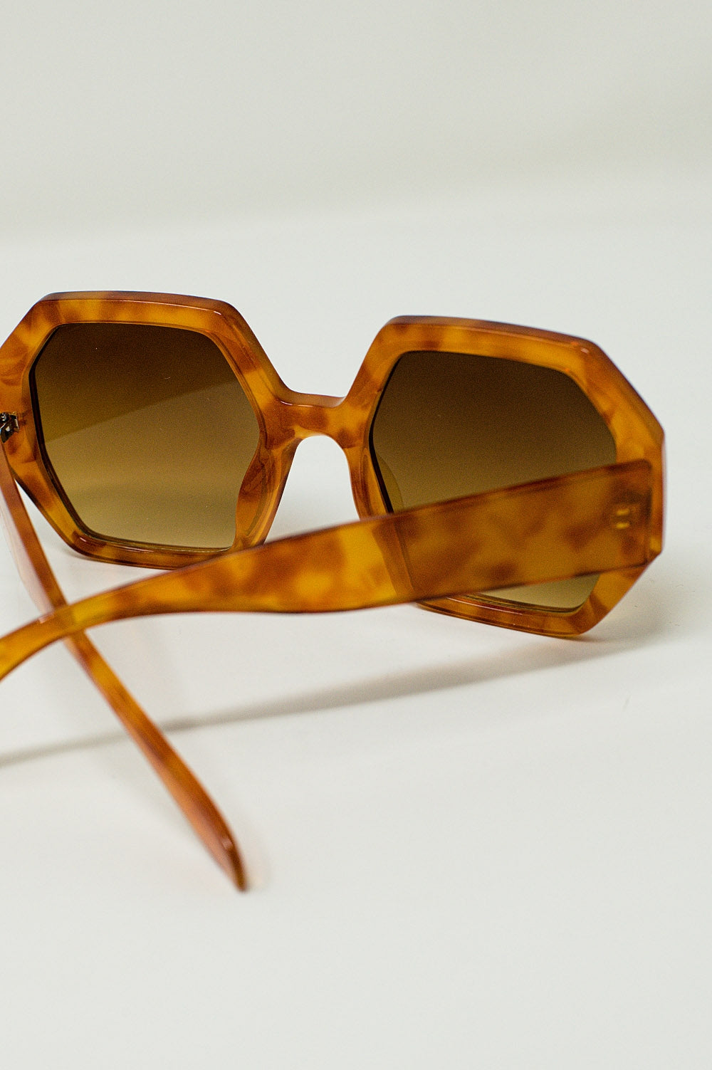 Hexagonal Oversized Sunglasses In Vintage Tortoiseshell