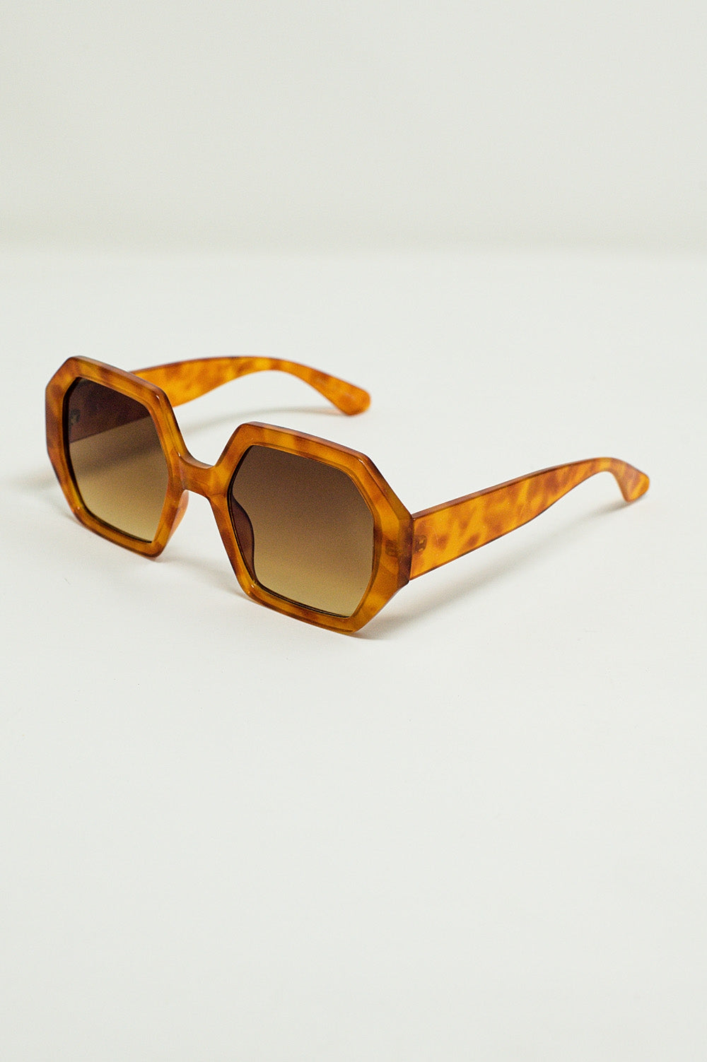 Hexagonal Oversized Sunglasses In Vintage Tortoiseshell