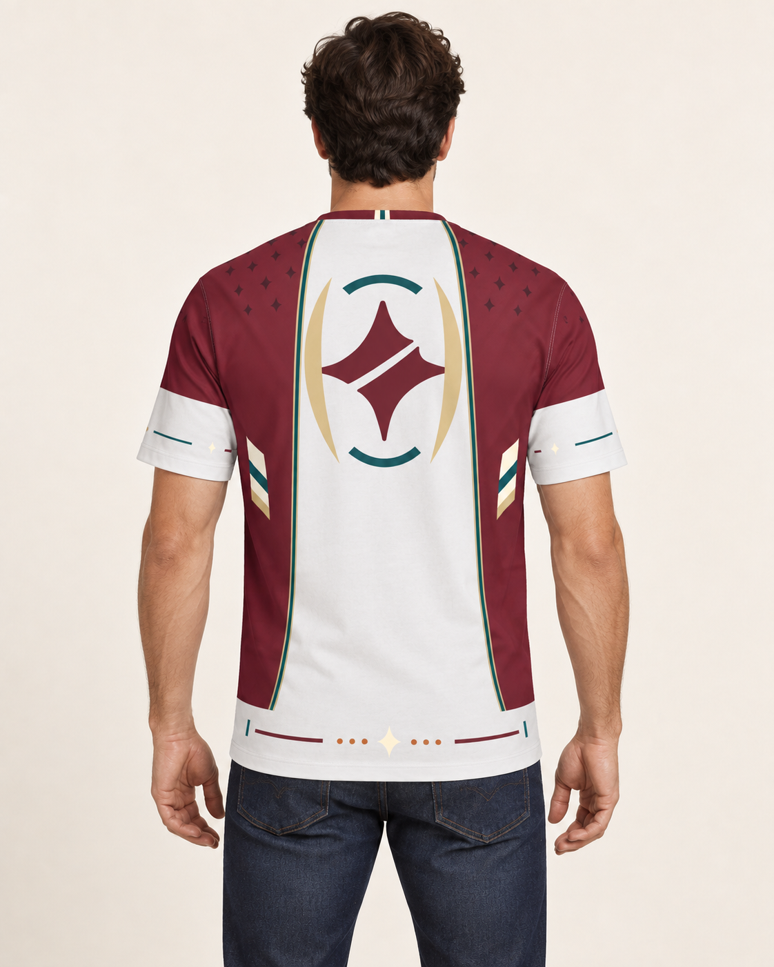 Imperial Spire Regular-Fit Cotton T-Shirt — back view, AI-generated styling illustration