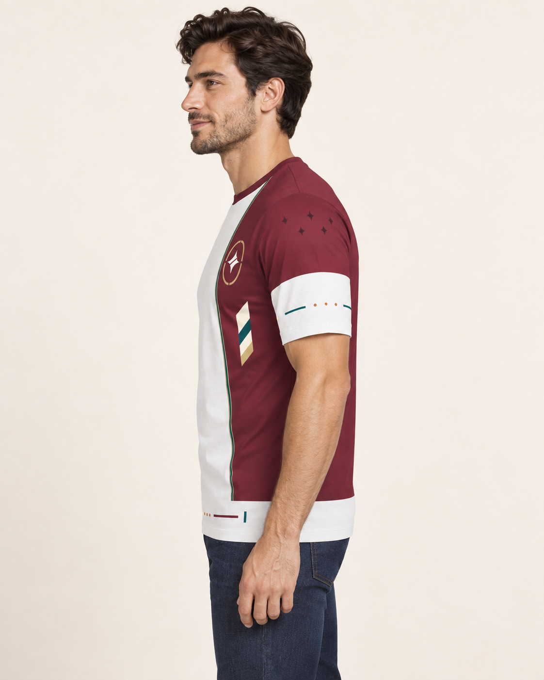 Imperial Spire Regular-Fit Cotton T-Shirt — side view, AI-generated styling illustration