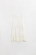 Q2 Ivory Crochet Fringed Kimono