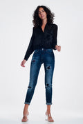 UNIKCOSA Jeans with sequins and rips