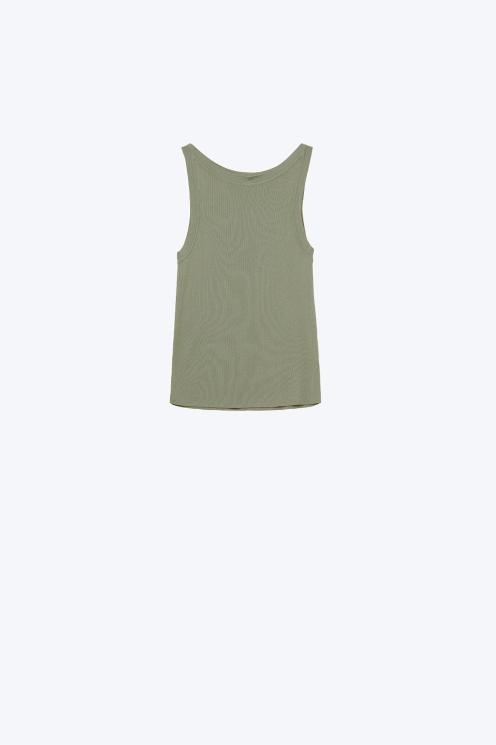 Q2 Khaki Boat Neck Comfy Ribbed Top