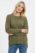 Khaki knit sweater with mesh collar detail