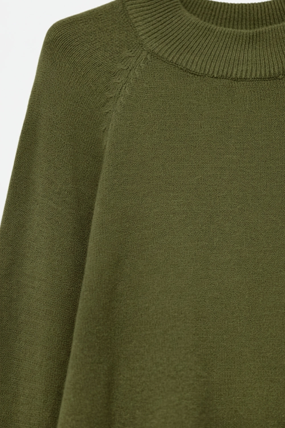 khaki Knitted jumper with balloon sleeves