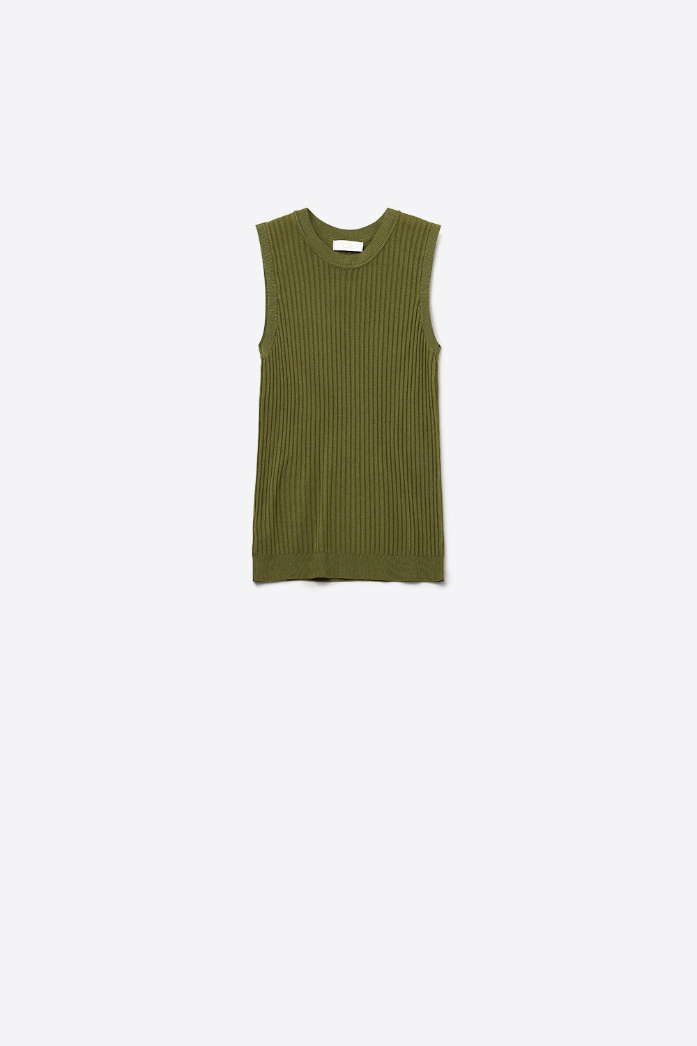 Khaki Sleeveless Ribbed knitted Top