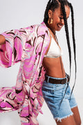 Q2 Kimono in abstract pink print