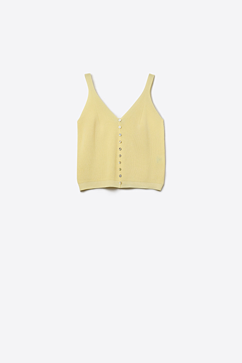 Q2 Knit Buttoned Crop Top in yellow color