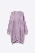 Q2 Lavender Draped Cardigan With Crochet Design